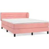 Syfax Boxspringbett mit Matratze Rosa 140x190 cm Samt