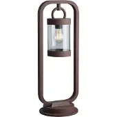 ETC Außenstehleuchte Sockelleuchte Wegeleuchte rost Retro Gartenleuchte Stehlampe mit Dämmerungssensor, Aluminiumdruckguss, 1x E27, BxH 23x60 cm