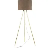 Licht-Erlebnisse Stehlampe Metall Stoff E27 160 cm Dreibein in Gold Braun Modern