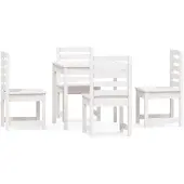 vidaXL 5-tlg. Garten-Essgruppe Weiß Massivholz Kiefer