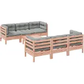 vidaXL 7-tlg. Garten-Sofagarnitur mit Kissen Massivholz Douglasie