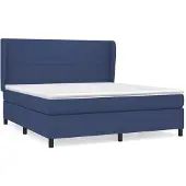 vidaXL Boxspringbett mit Matratze Blau 160x200 cm Stoff