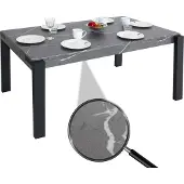 Mendler Esstisch HWC-L53, Tisch Küchentisch Esszimmertisch, Industrial Metall 140x80cm Marmor-Optik grau