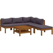 vidaXL 6-tlg. Garten-Lounge-Set mit Auflage Massivholz Akazie