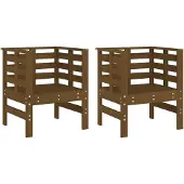 vidaXL Gartenstühle 2 Stk. Honigbraun 61,5x53x71 cm Massivholz Kiefer