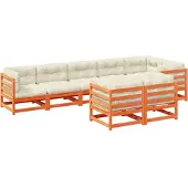 vidaXL 8-tlg. Garten-Sofagarnitur mit Kissen Wachsbraun Kiefernholz