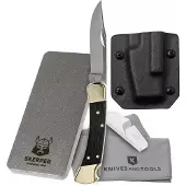 Buck 110 mit Kydex Holster und Skerper Schleifstein und Mikrofasertuch