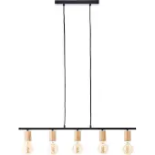 Brilliant Kerry Pendelleuchte 5flg schwarz/holz