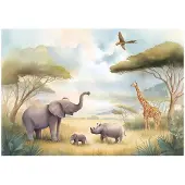 WALLARENA Fototapete Kinderzimmer Tiere in Beige | Gr.: 250 x 175 cm