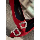 WITTCHEN Damen-Ballerinas aus rotem Wildleder mit Schnalle