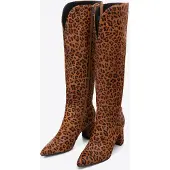 WITTCHEN Damenstiefel aus Leder mit Tierhaarmuster, dunkelbraun-hellbraun