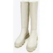 WITTCHEN Damen-Lederstiefel mit dicker Sohle und Reißverschluss, graubeige