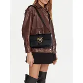 Pinko Umhängetasche Love One Classic Slouchy FL Nero - Antique Gold schwarz
