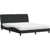 vidaXL Bett mit Matratze Schwarz 180x200 cm Samt