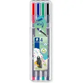 Staedtler 334 SB4, Schwarz, Blau, Grün, Rot, Grau, Polypropylen (PP), Dreieck, Tinte auf Wasserbasis, Metall