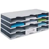 Styro Sortierstation styrodoc Standard, DIN C4, 4 Etagen/3-reihig/12 Fächer, grau/schwarz