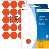 Herma Papier permanent selbstklebend Rot 32 mm rund 480 Etiketten Bogen x 15 runde (2272)