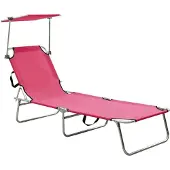 DKD Home Decor Klappliege mit Sonnendach Stahl Rosa