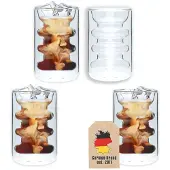 Intirilife Thermo Kaffee Tee Glas 190 ml Rillen Style