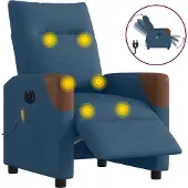 Syfax Massagesessel Elektrisch Blau Stoff