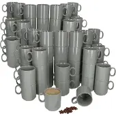 MamboCat 96er Set EVENT stapelbare Kaffeebecher GRAU Porzellan 250 ml