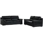 Vente-unique Couchgarnitur 3+2 - Büffelleder - Schwarz - MONIKA