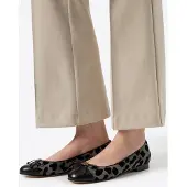WITTCHEN Damen-Ballerinas mit Leopardenmuster aus echtem Leder, Grau und Schwarz