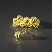 Konstsmide Light set small gold metal balls, Leichte Dekorationskette, Gold, Metall, Kunststoff, Polyvinylchlorid (PVC), IP20, 10 Glühbirne(n), LED