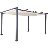 Jet-Line | Pavillon Luxor light| Pergola Überdachung | Sonnenschutz | Terrasse Garten | anthrazit-beige | 4 x 3 m | Aluminium | UV Schutz |