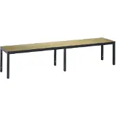 C+P Umkleidebank Basic Plus, für Feuchträume, ohne Rückenlehne, 6-Fußgestell schwarzgrau RAL 7021, ohne Schuhrost, B 1960 mm, Dekor Eiche Serrano