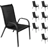 Mojawo 8er Outdoorstuhl Gartenstuhl Stapelstuhl Metall Anthrazit schwarz