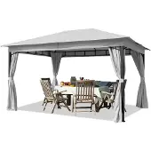 TOOLPORT Gartenpavillon 3x4 m ca. 180g/m² Dachplane wasserdicht Pavillon mit 4 Seitenteilen grau
