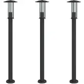 vidaXL Wegeleuchten 3 Stk. Schwarz 100 cm Edelstahl