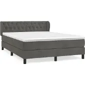 Syfax Boxspringbett mit Matratze Dunkelgrau 140x190 cm Samt
