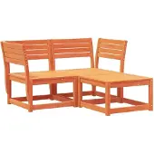 vidaXL 3-tlg. Garten-Sofagarnitur Wachsbraun Massivholz Kiefer