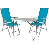 Mojawo 3-teiliges Campingmöbel Set Aluminium Textilen Petrol