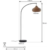 LUCANDE Außenstehleuchte Taniola, beige, Rattan, 195cm, IP44 Taniola, Holz hell, Holz, Landhaus / Rustikal