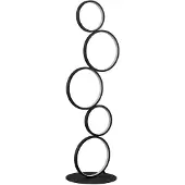 LINDBY LED-Stehleuchte Jacek, schwarz, Metall, 110 cm, Ringe
