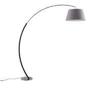 LUCANDE Bogenlampe Evelyna , alu / grau / zink, für Schlafzimmer, Textil / Stoff / Seide, Modern, Stehlampe