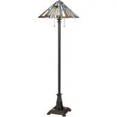 Licht-Erlebnisse Stehlampe Metall Glas 157,8 cm in Bronze Antik Bunt 2-flammig Tiffany Stil