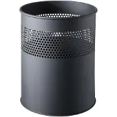 Helit Papierkorb the dot H2515795, 15 l, Ø 25,7 x H 32,1 cm, rund, Metall schwarz, Lochdekor, matt