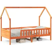Syfax Kinderbett Hausbett Wachsbraun 90x190 cm Massivholz Kiefer