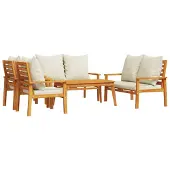 vidaXL 5-Tlg Garten-Lounge-Set mit Kissen Massivholz Akazie 3211801