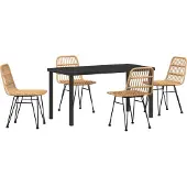 vidaXL Möbel 5-teiliges Garten-Essplatz-Set braun Poly Rattan - Gartenstühle 3379193