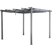 Jet-Line Pavillon Gartenpavillon 3x4m Luxor anthrazit aus Aluminium UV-Schutz wasserabweisende Überdachung Sonnenschutz für Terrasse Garten Schatten Gartenzelt