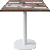 Restootab Tisch 70 x 70 cm – rundes Modell, weißes Bein, rötliches Holz