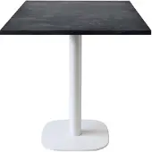Restootab Tisch 70 x 70 cm – rundes Modell, Metallbein in Schieferweiß