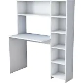 Dmora Schreibtisch Dghin, Mehrzweckschreibtisch, Bürotisch für PC, Eckschreibtisch, 113x40h142 cm, Weiß