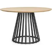 Natur24 Tisch Cillian 120 x 120 x 76 cm MDF Stahl Eschenholzfurnier Schwarz