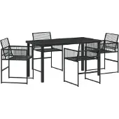 vidaXL Möbel 5-teiliges Garten-Ess-Set Schwarzes Poly-Rattan - Gartenstühle 3379327